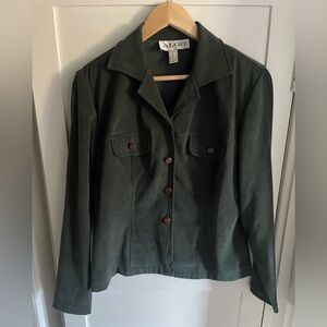 Vintage Algo 90s deep olive green faux-suede blazer-style jacket
